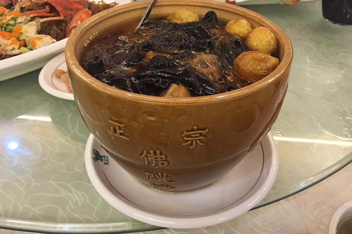 Buddha Jumps Over the Wall — Fujian's iconic slow-cooked premium seafood and pork soup in an ornate ceramic pot