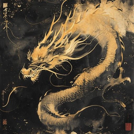 Chinese Zodiac Dragon — traditional ink wash illustration