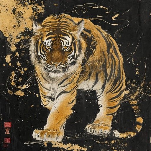 Chinese Zodiac Tiger — traditional ink wash illustration