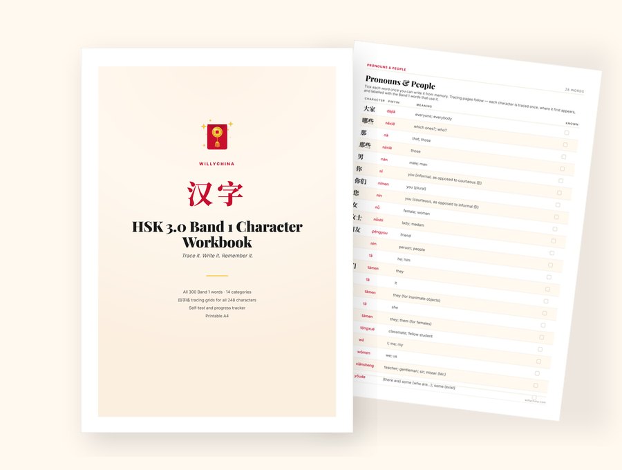 HSK 3.0 Band 1, the cover beside an inside page