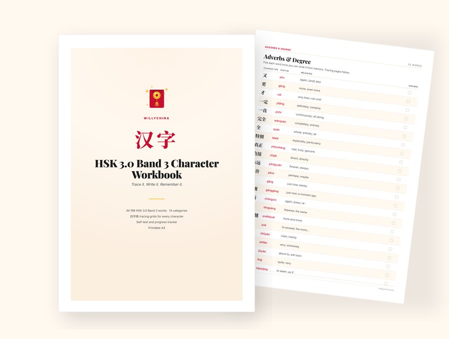 HSK 3.0 Band 3, the cover beside an inside page