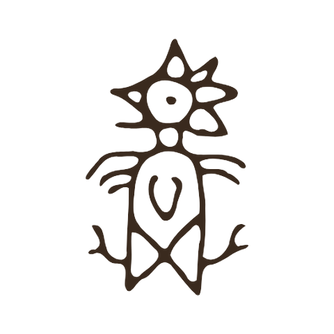 Bronze inscription form of 雞: a crested bird drawn face-on, with a round eye, outspread wings and clawed feet