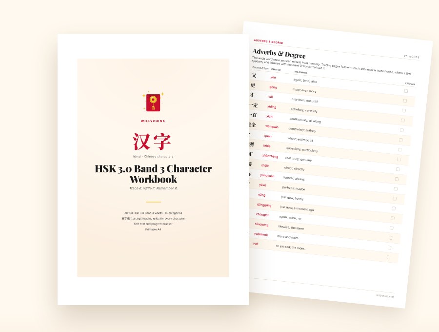 HSK 3.0 Band 3, the cover beside an inside page