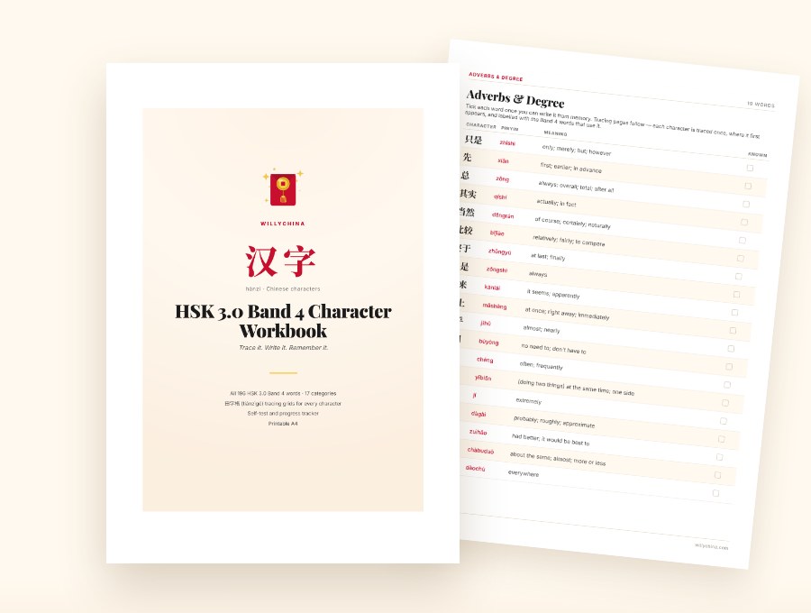 HSK 3.0 Band 4, the cover beside an inside page