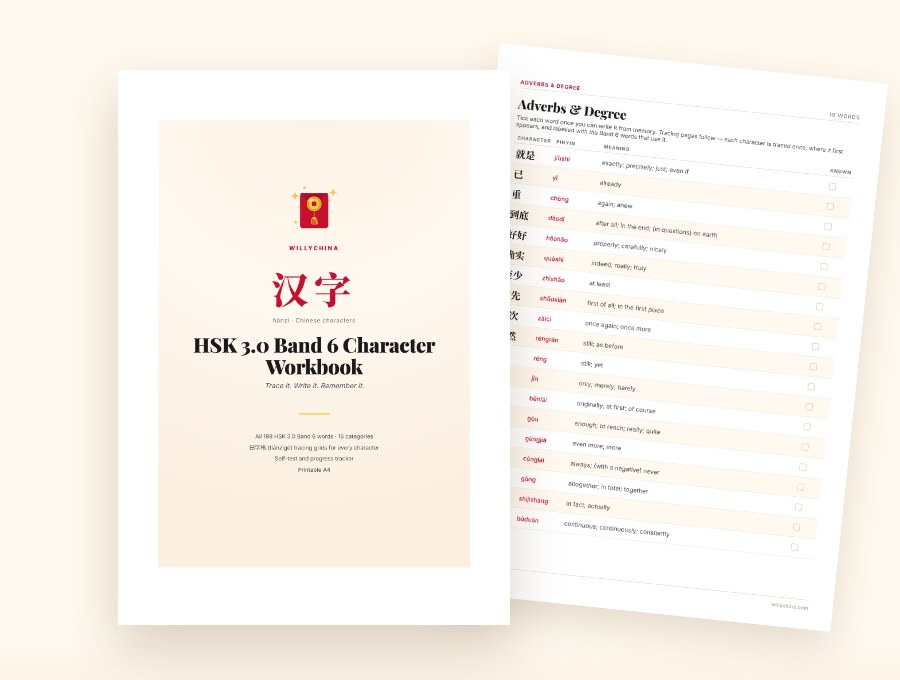 HSK 3.0 Band 6, the cover beside an inside page