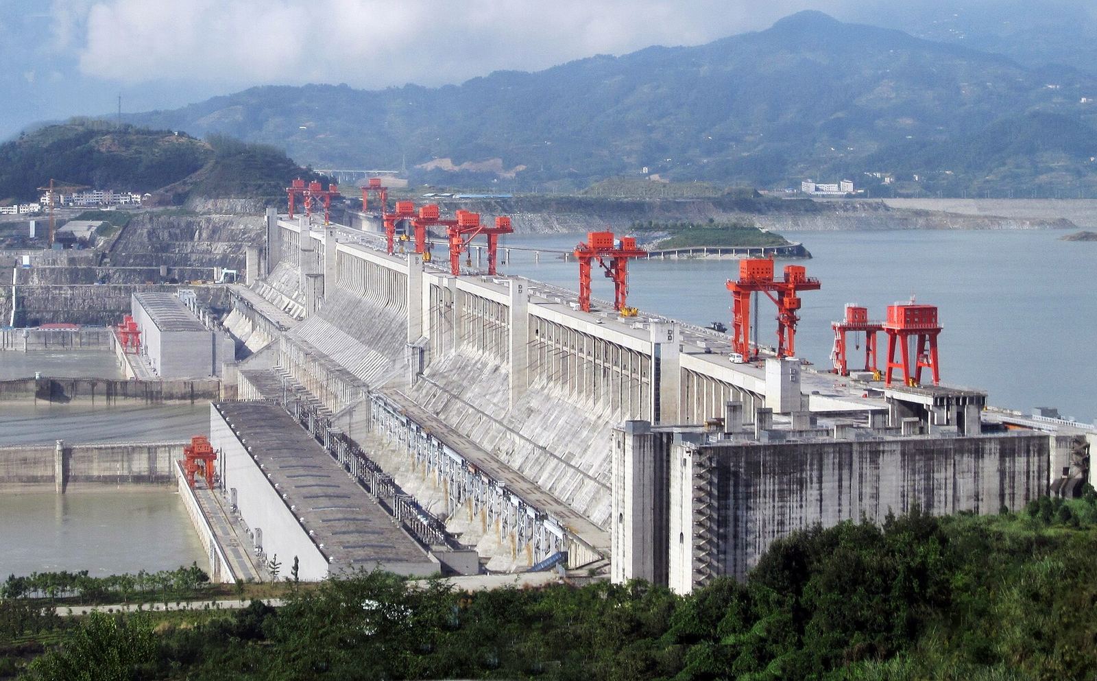 The spillway of the Three Gorges Dam on the Yangtze near Yichang, Hubei