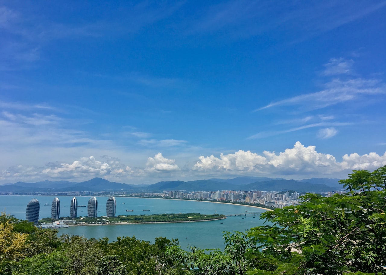 A tall coastal building on the Sanya waterfront, Hainan