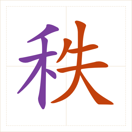 The character 秩 (zhì) with each of its parts in a different colour